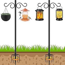 NUERPO Adjustable Shepherd Hooks for Outdoor,2 Pack 108 Inch 5 Prong Base Bird Two Sided Feeder Poles,Heavy Duty Shepherds Hook,Suitable for Garden in Hanging Flower Basket,Lantern,Bird Nests-image-56