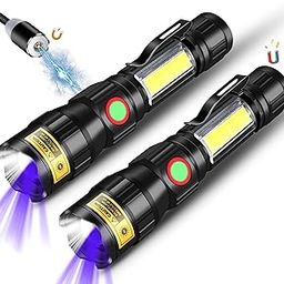 DARKBEAM UV 365nm Flashlight USB Magnet Rechargeable Wood's Lamp LED Ultraviolet Blacklight, Detector for Pet Ringworm Cat Urine Stains, Banknote, Resin Curing, Black Lights 365 nm, 2 Pack-picture-52