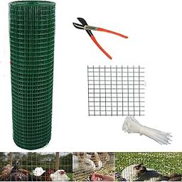 UR LITTLE SHOP PVC Coated Weld Wire Garden Fencing Iron net with12MM Anti Bird 4feet/20feet Netting Uv Stablized with 6 Months Guarantee Free 1 Cutter,100 PVC Wire Tags-18
