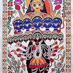 Sita becomes Mahakali Madhubani Painting | Authentic Mithila Artworks by Mthila Kriti | handmade paper, acrylic colors.-image-83