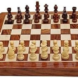 BCBESTCHESS Wooden Handcrafted Foldable Magnetic Chess Board Set with Magnetic Pieces and Extra Queens for 2 Players Kids and Adults (12x12 Inches, Brown)-24