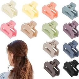 FAMEZA 12 PCS PREMIUM Small Hair Claw Clips for Women Girls,12 Pcs Mini Tiny Hair Claw Clips for Thin/Thick/Medium/Fine Hair,0.9 Inch Little Cute Hair Jaw Clips Clamps Matte Rectangle Nonslip-0