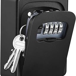 Ecxy Enterprise Key Lock Box Wall Mounted,4 Digit Combination Weatherproof Lockbox For Outside House,5 Keys Large Capacity Lockbox,Key Safe Security Storage Lock Box With Resettable Code (Black)-12