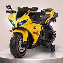 Baybee R7 Baby Battery Operated Bike for Kids with Foot Accelerator & Music | Rechargeable Ride on Toy Bike with LED Light | Baby Electric Bike for Kids to Drive 1 to 3 Years (Yellow)-image-11