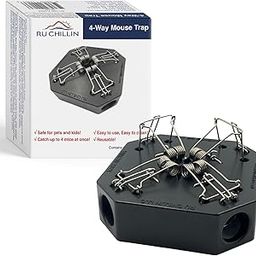 RU CHILLIN Reusable Mouse Trap - Multi Catch Mouse Traps for Indoor & Outdoor Use Pet & Child Safe 4-in-1 Snap Design (Black)-image-83