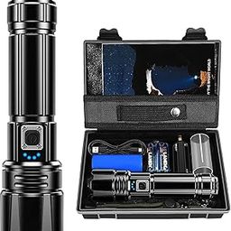 Crasts by Tiger Head Power Flash Light Led Torch, Lumens Flashlight Bright Light Torch, HP385U Hand Torch Light Rechargeable USB Tactical Waterproof Portable Torch Light for Trekking Hunting Emergency-38