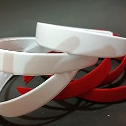 Glam Shopperz Wide Plastic Headbands Set, White and Red, Plain Design, Pack of 11-image-24