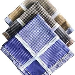 100% Cotton Men's Checks Handkerchief, 45 x 45 cm, Large Size Hanky for Gents, Multicolor Napkins-picture-17