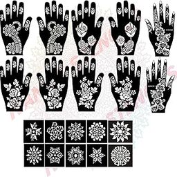 Ivana's Mehndi Tattoo Stencil Mehndi Design for Hands Set of 20 pc Combo Pack,10 Pcs Hand Design 10 pcs Round Stencils for Women, Girls and Kids, Easy to Use in Just 4 Simple Steps- CPT-2008-picture-5