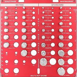 Thread Checker, 42 Bolt Size and Thread Gauge, Bolt Thread Identifier with 19 Standard & 15 Metric, Bolt Identifier Board, Wall-Mountable Nut and Bolt Thread Checker Gauge with Inch & CM Ruler-0