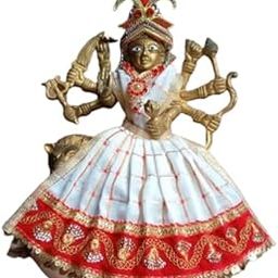My God Gift Navratri Special, Mata Rani Vastra, Devi Poshak, Durga Dress, Radha Rani Poshak for Standing Idol, Made of Silk Cloth (White, 8 Inches)-image-82