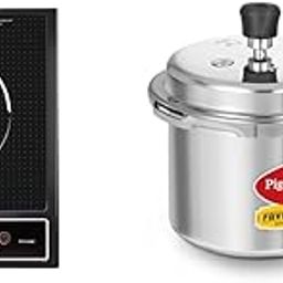 Pigeon Aluminium By Stovekraft Cruise 1800 Watt Induction Cooktop With 7 Segments Led Display, Preset Timer, Auto Switch Off & Favourite Outer Lid Non Induction Pressure Cooker, 3 Litres,silver-67