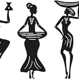 Set of 4 African Tribal Women Wall Art – Wooden Black African Women Wall Hanging Decor – Laser Cut MDF Wall Design for Living Room, Bedroom, Office – Ethnic Home Decoration Gift-image-63