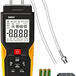 LYCEBELL Manometer Gas Pressure Tester ±36.80kPa, Digital Manometer HVAC Gas Manometer Dual-Port Air Pressure Meter 12 Measure Units Differential Pressure Gauge for Pressure Testing of Various Gases-24