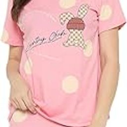 Women's Printed Loungewear Set, Nightsuit, Short Sleeve T-Shirt with Shorts, Casual Sleepwear-image-88