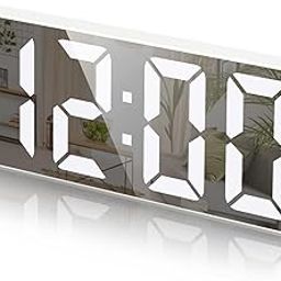 BUQARO White LED Mirror Alarm Clock with Digital Time, Temperature Display, 3 Brightness Levels & Power-Saving Function – 6.5-Inch ABS Body, 12/24 Hour Format, Ideal for Home, Desk & Bedroom (1 Pc)-image-97