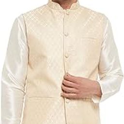 VM Mens Silk Blend Nehru Jacket - Timeless Style & Versatility | Banarasi Brocade Woven Jaquard Modi Jacket | Ethnic Sleeveless Coat for Formal & Casual Wear-picture-16