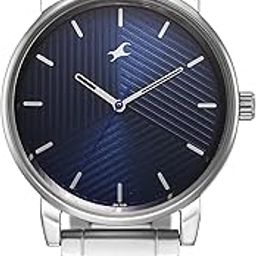 Mens Analog Blue Dial Silver Band Metal Watch-35