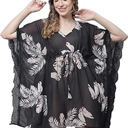 Tropical Printed V-Neck Swimwear Cover up Dress-13