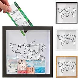House of Quirk Travel Adventure Archive Shadow Box for Memories, Shadow Keepsake Box with Slot On Top, Life in a Shadow Box Travel Gift Frame (11.5'' x 11.5" inch Large, Black)-18
