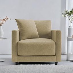 Dominic 1 Seater Sofa Set for Living Room (Cream Fabric) Premium Fabric Sofa-image-47