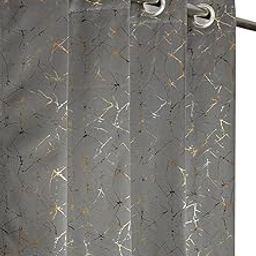 Waco Creation Foil Print Door Curtain 8 Feet Long Set of 2 | Grommet Room Darkening Blackout Curtains for Living Room Office & Home Decor (4 x 8 Feet, Grey)-picture-28