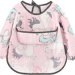 SNOWIE SOFT® Sleeved Bib Baby Bib with Pocket, Toddler Bib, Smock, Washable and Lightweight Waterproof Fabric, Fits Bibs for Baby 6 Months+-19