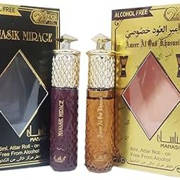 MANASIK Mirage & Ameer Al Oud Khususi Alcohol Free Concentrated Attar Roll On For Men, 6ml (Combo Set)-39