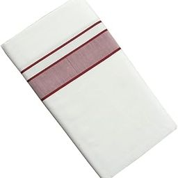 Smart Line White Single Dhoti Maroon Colour Border-image-37