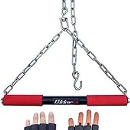 Liffo® Pull Up Bar Hanging Rod For Height Increase For Kids,Adult With Weight Lifting Gloves (6FT) Yellow-picture-12