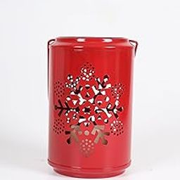 Decorative Metal Lantern with Snowflake Design, Red, 16.3 x 16.3 x 23.9 cm, Indoor/Outdoor-image-72