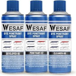 Wesaf Dye Penetrant Test (DPT) Spray Kit (consisting of Red Dye Penetrant, Developer & Cleaner Sprays 400ml each) for Liquid Penetrant Inspection-23