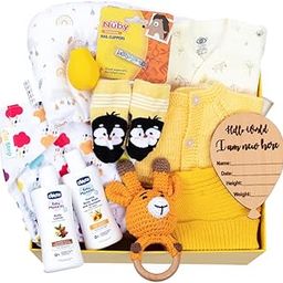 The Baby First Box Newborn Baby Essential Kit-25 Items (Winter Kit For 0-3 Months) Newborn Hamper Gift Set|Baby Gifts|New Born Baby Winter Clothing Gift -Wu1,Multi Colour-image-98