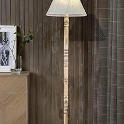 OVERSEAS MART Wooden Vintage Standing Floor Lamp (Natural Jute Shade) Electric Wired for Living Room, Hotel, Bedroom, and Office, Classic Floor Lamp Best for Room Decor (On/Off Switch) Pack of 1-17