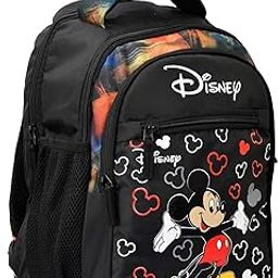 Disney Mickey Mouse Print School Bag/Backpack|Solid Disney Print & Waterproof Polyester Material|2 Comparment with 2 Front Pockets|Size 28 x 17 x 36 CM (Black)-9