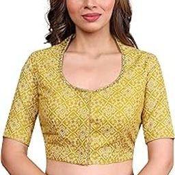 Fashion Neck Casual Yellow Cotton Blend Women Blouse(MT-005722-YELLOW)-image-76