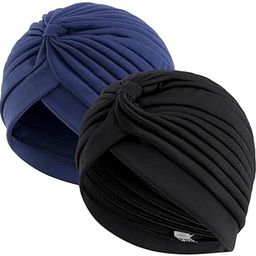 Men & Women, Boys and Girls Stretch Polyester Pagri Headwear Hair Wrap Turban Hat Chemo Beanie Cap Head Scarf Hijab Braid Silky Turban Hats-image-23
