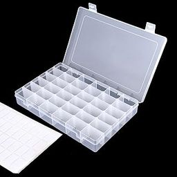 Snowkingdom Transparent Plastic Grid Box Storage Organizer for Display Collection with Adjustable Dividers - 36 Clear Grids 10.8x7.0x1.8 Ideal for Beads Earrings Jewel Crafts Collection,Rectangular-6