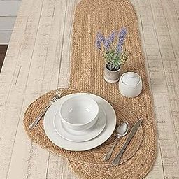 AIESY®- Live Beautiful ! Heat Resistant Dining Table Runner for Dining Table for Party, Modern Dining Room (Natural Jute, 14"X54" inch Oval)-image-41