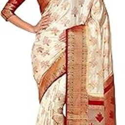Women's Kanchipuram Silk Saree With Blouse Piece (4309-312-Rd-Hwt-Rd_Beige)-image-2