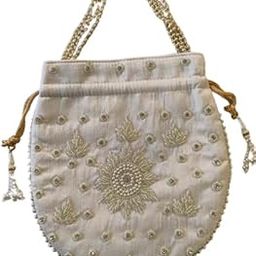 Designer Embroidered Bag for Women & Girls – Pearl Handle – Indian Ethnic Wedding Purse – Party Clutch – Multiple Colors-image-96