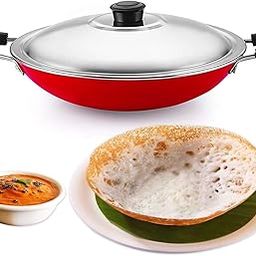 AADHIK Non-Stick Appa Chetty, Aluminium Appachatty, 23cm Diameter, 2.6mm Appachatti, Gas Compatible, Red-image-41