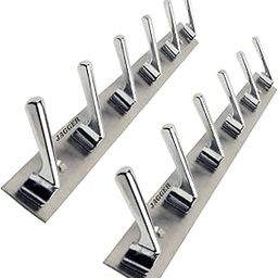 JAGGER JAG323 Wall Mounted Stainless Steel Wall Hooks for Hanging Cloth/Door Hangers/Hook Rail/Bthroom Hanger/Towel Hangers/Key Ring Holder [ Combo Pack of 2 ] (SS Chrome Finish, 6 Hook Hanger)-image-25