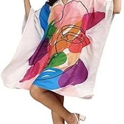Muslin Cotton Short Kaftan with Digital Print and Hidden Adjustable Belt | Free Size [M-3XL] | Stylish Midi | Western wear | Kaftan Dress for Women-image-79