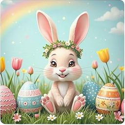 ODAWA Tulip Easter Bunny Self Adhesive Cloth 35x35cm Open Lying Flat Makeup Bag Scratch Resistant Equipment Storage Bag, Tulip Easter Bunny, 21.7x21.7in, Tulip Easter Bunny-image-32