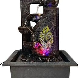 ALILA Table Top Indoor Outdoor Water Fall Fountain for Home Decor Decoration Gift Gifting Items (LXBXH: 12x9x15 Inch) Lime Yellow Leaf-image-85