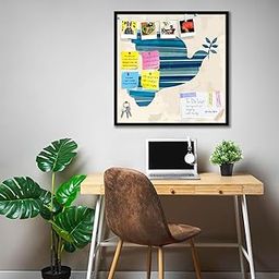 ArtzFolio Transparent Bands Peace Dove | Notice Pin Board Bulletin Board | Soft Vision Board with Thumb Push Pins & Sticky Notes | Black Frame | 16 x 16 inch (41 x 41 cms)-image-56