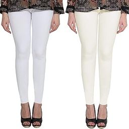 Premium_Cotton Lycra_Ankle Length Leggings_For Women/Girls/Ladies_Combo Pack of 2_(White & Off-White)-39