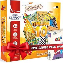 Clapjoy Timeless 10-in-1 Board Games Combo for Kids & Adults | Includes Chess, Ludo, Snakes & Ladders, Carrom, Backgammon & More | Fun Indoor Family Game Set | Travel-Friendly & Durable-image-45