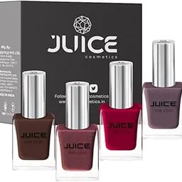 JUICE ONE COAT NAIL PAINT COMBO WOODLAND BROWN - 35, CARNATION PINK - 47, RED CURRENT - 49, WALNUT WOOD - 56 LONG LASTING 11ML EACH PACK OF 4-picture-40